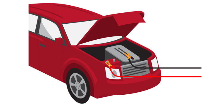 Starthilfe Anleitung für Auto Batterie Überbrückung